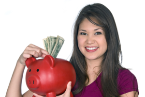 lady with piggy bank