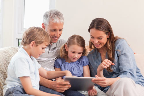 Family enjoying air conditioned home