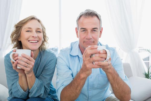 older couple in warm house