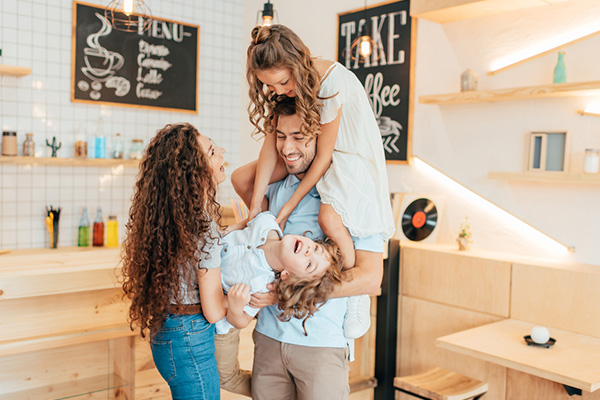 happy family in kitchen