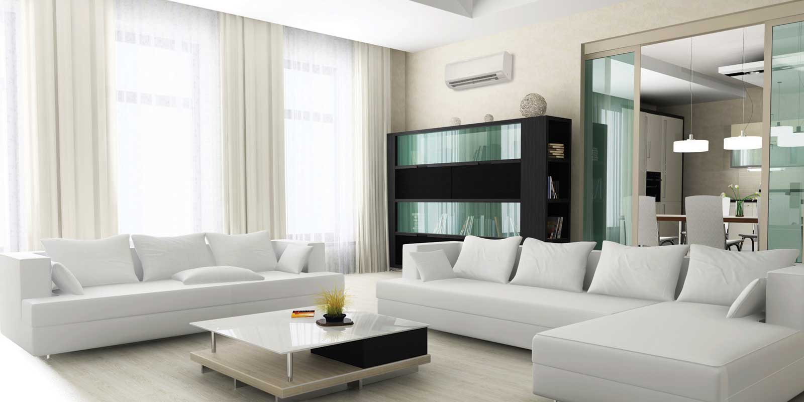 Living room with ductless system