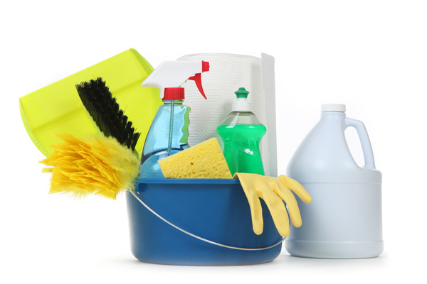 image of homeowner using disinfectant to clean HVAC ductwork