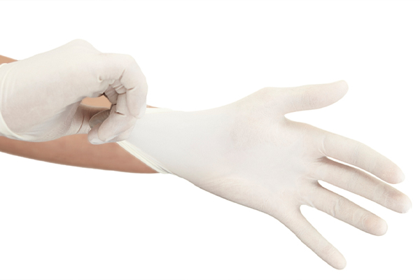 image of latex gloves used to remove dead animal from hvac system